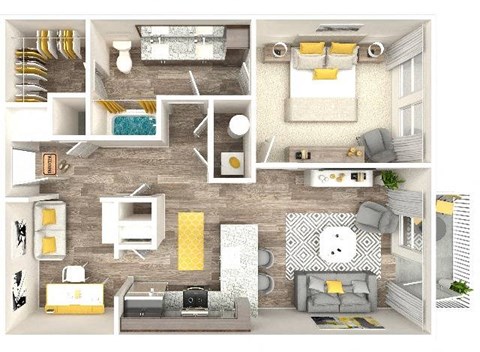 a floor plan with a bedroom and a living room